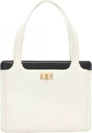 Chanel Black White Grained Calfskin Handbag Tote Bag (Pre-Owned)