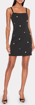 Milly Colette Heart Applique Mini Dress In Black