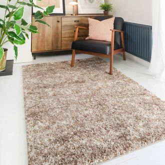Kukoon Natural Beige Mottled Shaggy Rug | Size: 200 cm x 290 cm