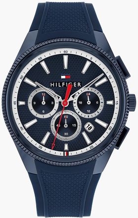Tommy Hilfiger Mens 43MM Silicone Strap Dual-Time Watch - Blue
