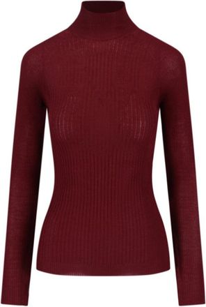 SA SU PHI Ribbed Cashmere-Silk Sweater With High Neckline And Fitted Silhouette