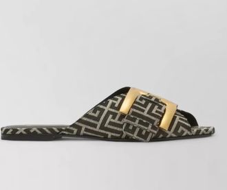 Balmain monogrammed jacquard flat sandals