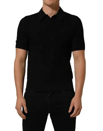 Dolce & Gabbana Silk Knit Polo - Black