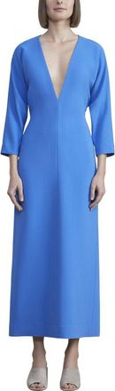Lafayette 148 New York Deep V Silk Midi Dress