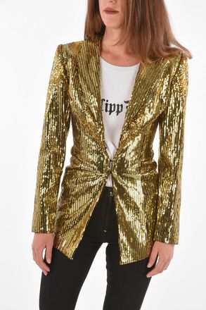 Philipp Plein COUTURE Blazer Paillettato con Rever a Scialle Philipp Plein