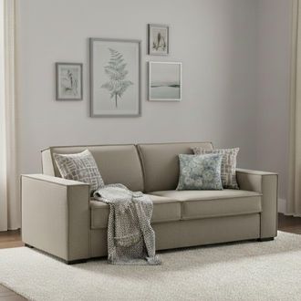 Dmora Sofa Cama Abigail, Gran Sof&aacute; De 2 Plazas, 100% Made In Italy, Sof&aacute; De Sal&oacute;n Con Apertura Giratoria, En Tela Acolchada, Con Reposabrazos Est&aacute;ndar, Cm 2