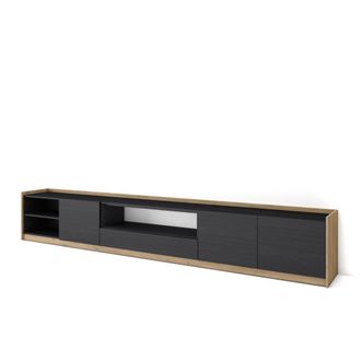 Skraut Home Mueble tv efecto madera negro y roble 310x37x50cm