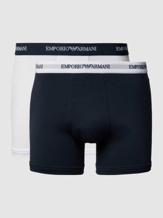 Emporio Armani Trunks aus Baumwoll-Mix mit elastischem Logo-Bund in Weiss, Größe S