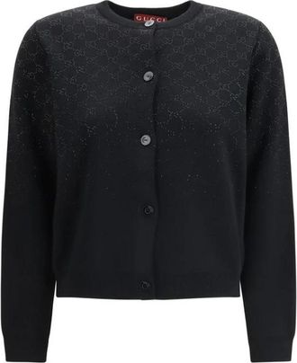 Gucci Fijn wollen vest met GG-kristallen - Dames - Vesten - Zwart - S - Wol - Truien & Vesten