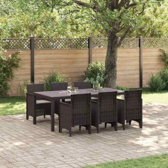 vidaXL Set da Pranzo per Giardino 7 pcs Marrone Rattan Polt - Vidaxl