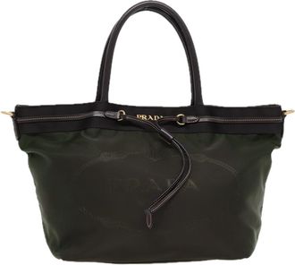 Prada Tessuto Khaki Synthetic Handbag (Pre-Owned)
