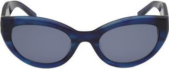 Abercrombie & Fitch 52mm Cat Eye Sunglasses in Horn /Blue Lens at Nordstrom