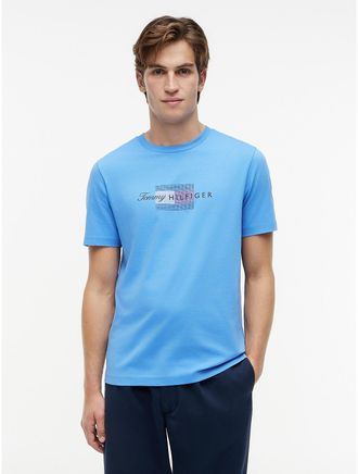 Tommy Hilfiger Mens Tommy Script Flag Logo T-Shirt - Blue Spell - XXL