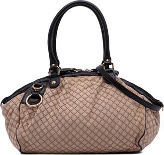 Gucci Pre-owned Womens Quilted Handbag Adjustable Strap - Tan Textile - One Size