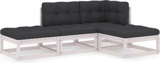 vidaXL Juego De Muebles De Jard&iacute;n 4 Pzas Y Cojines Madera Pino Maciza Vidaxl