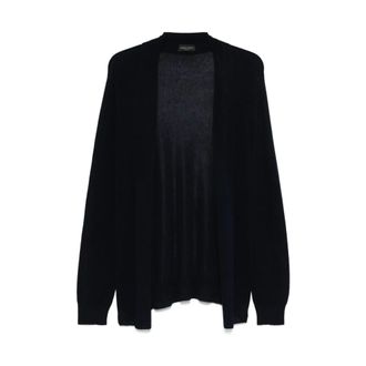 Roberto Collina Cardigans, male, Blue, Size: XL Navy Blue Ribbed Cuffs Sweater