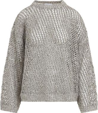 Brunello Cucinelli Grey Knitted Crew Neck Sweater