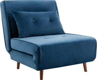 Vente-Unique Sill&oacute;n cama de terciopelo azul noche URIBIA