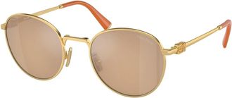 Miu Miu Orange Mirror Silver Round Ladies Sunglasses MU 55ZS 5AK40D 50