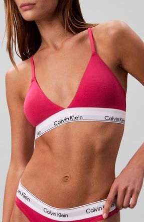 Calvin Klein Lightly Lined Racerback Bralette in Vibrant Pink at Nordstrom, Size Medium