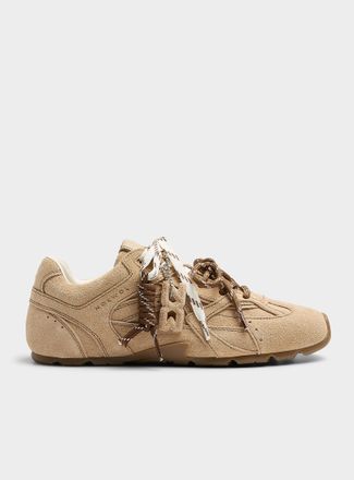 Nokwol Womens Sand beige suede Atlas sneakers