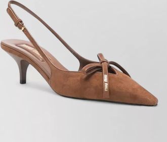 Miu Miu suede slingback pumps bow kitten heel