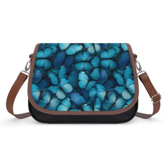 Generic Blue Butterfly Crossbody Bags for Women Shoulder Messenger Bag Purse Handbags