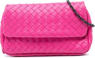 Bottega Veneta Pre-owned Womens Mini Nappa Intrecciato Expandable Chain Flap Crossbody - Poppy Leather - One Size