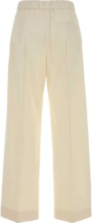Jil Sander Womens Wide-Leg Cotton Trousers White