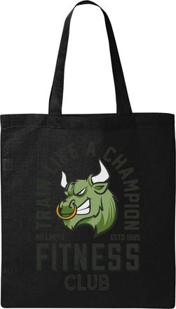 Generic Train like A Champion No Limits Fitness Club Natural Ecological Cotton Tote Bag Black