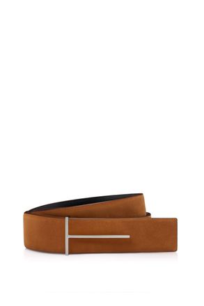 Tom Ford NUBUCK REVERSIBLE 38MM T BELT Size: 100, colour: CARAMEL