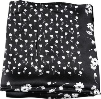 Dolce & Gabbana Black Floral Silk Square Wrap Shawl Womens Scarf (Pre-Owned)