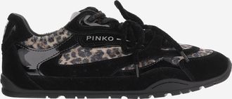 Pinko Pinko Yulia sneakers van leer en mesh met dierenprint