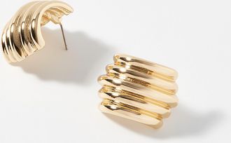 Simons Womens Grooved metallic earrings