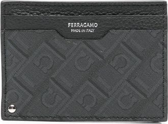 Ferragamo Gancini-print cardholder - men - Calf Leather/Polyurethane - One Size - Black
