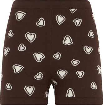 Moschino Korte Broeken, Dames, Bruin, S, Wol, Shorts met hartjesprint