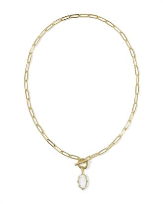 Kendra Scott Womens Elisa Enamel Link And Chain Necklace In White Mother-Of-Pearl
