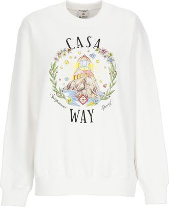 Casablanca White Casa Way Mountain Cotton Sweatshirt