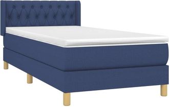 vidaXL Cama Box Spring Con Colch&oacute;n Tela Azul 90x190 Cm Vidaxl