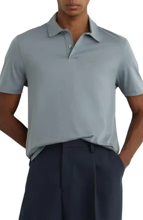 Reiss Earl Solid Cotton Polo in Steel Blue at Nordstrom, Size Xx-Large