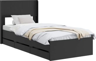 vidaXL Estructura De Cama Con Almacenamiento Y Cabecero Negro Vidaxl