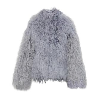 Misbhv Faux Fur & Shearling Jackets, female, Gray, Size: M Fur coat with pockets