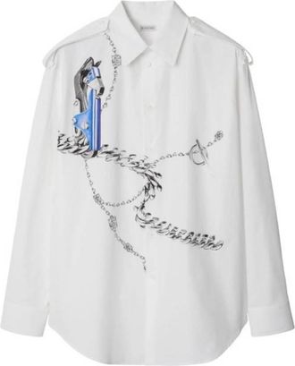 Burberry Knight Hardware Printed Cotton Shirt, Size XX-Large