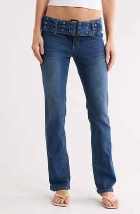 Madden Girl Grommet Belted Bootcut Jeans in True Blue at Nordstrom Rack, Size 11