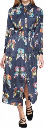 Vilagallo Floral Midi Dress In Navy