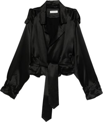 Frankie Shop Blusa Simona con cintura - Nero