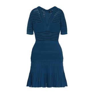 Balmain Abito in Maglia Scollo a V - - Dresses - Donna - Blu - 2XS