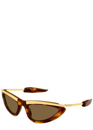 Bottega Veneta Narrow Cat-eye Sunglasses - Brown Havana - One Size