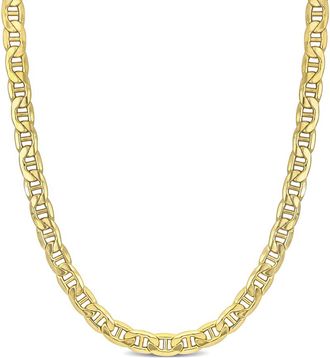 Amour Mens 7mm Mariner Link Chain Necklace in 10k Yellow Gold- 18 in