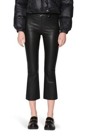 Walter Baker Luisa Leather Crop Flare Leg Pants in Black at Nordstrom Rack, Size Large